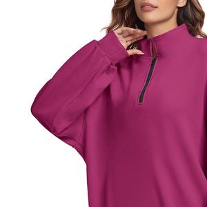 Sudadera con cuello extragrande para mujer, Jogger, media cremallera, Jersey de algodón, Sudadera con capucha, abrigo con parte superior holgada, ropa deportiva, Sudadera con capucha - Product Image 4