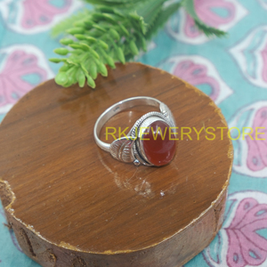 Natural Carnelian Gemstone <b>Ring</b> 925 Sterling Silver Handmade Oval Cabochon Vintage Tribal <b>Statement</b> Jewelry Gift for Unisex Her - Product Image 3
