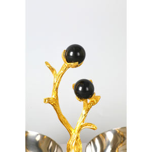 Bols de service doubles en acier inoxydable avec poignée en forme de branche dorée, plat à condiments moderne pour le service des aliments et les cadeaux - Product Image 2