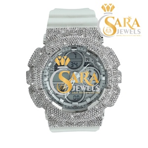 Premium Quality White Iced out Hip Hop Diamond <b>Watch</b> rubber strap <b>watch</b> with Full Crystal Dial and <b>Case</b> for Mens - Product Image 2