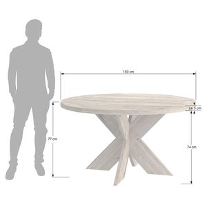 Modern Natural Solid Teak Round Dining <b>Table</b> 150cm Outdoor Garden Furniture with <b>Table</b> <b>Top</b> for 6 Persons - Product Image 2