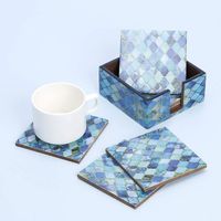 Ensemble de sous-verres en MDF au design classique et luxueux, imprimés à l'émail, motifs rayés/unis, pour usage domestique, 4 pièces, écologiques, prix de gros d'usine