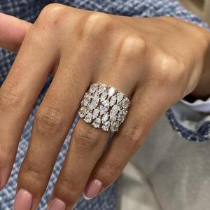 Marquise & Pear Cut <b>Diamond</b> Wide Band <b>Ring</b> Solid Gold Statement <b>Ring</b> Luxury Cocktail <b>Ring</b> Elegant Bridal Jewelry Gift For Her - Product Image 3