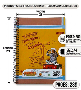 Cuaderno Espiral HAWAMAHAL A4, 280 Páginas, 60 GSM, Papelería para la Escuela, Universidad y Oficina, Cuaderno de Ejercicios - Product Image 2