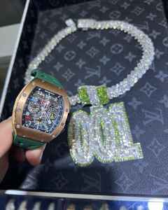 Colgante de Letra Inicial Personalizada con Dijes de Letras Personalizadas, Joyería Hip Hop, Regalo, Bicolor, con Moissanita de Plata Esterlina - Product Image 6