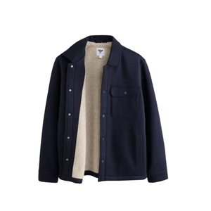 Chaqueta de Forro Polar Azul Marino para Hombre, Chaqueta con Botones en la Parte Delantera, Ropa de Abrigo de Invierno con Bolsillo en el Pecho, Suave, Cálida, Informal, para Uso Diario - Product Image 3