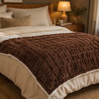 Plaid chauffant électrique jacquard à carreaux, en sherpa, 50x60, chauffe rapidement, lavable, OEM/ODM