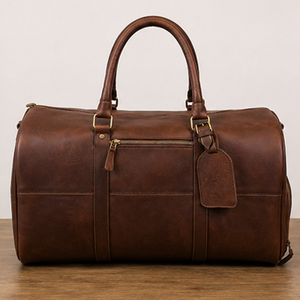Premium Black & Brown Genuine <b>Leather</b> <b>Duffle</b> <b>Bag</b> for Men Large Capacity Eco-Friendly Water Resistant Travel Weekender <b>Bag</b> - Product Image 3