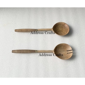 Ensemble de saladiers écologiques en bois d'acacia, ustensiles de cuisine, ensemble de cuillères à salade en bois, couverts, articles de service, vaisselle de table - Product Image 3
