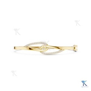 Lab Grown Diamond Round Brilliant Cut Filled Interlocking <b>Infinity</b> Bangle 14K/18K Solid Gold Luxury Unisex <b>Bracelet</b> - Product Image 1