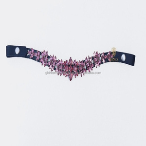 สายคาดคิ้วหนังม้าสีดำงานแฮนด์เมดแบบพรีเมียมสายคาดคิ้วประดับคริสตัลเป็นประกายวิบวับมีทุกขนาด - Product Image 5