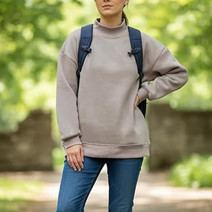 Customized Printed Lightweight Fleece Regular Pullover Reversible <b>Mock</b> Neck <b>Turtleneck</b> Sweatshirt Winter Oversized Front Blank - Product Image 3