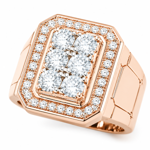 Bague rectangulaire en or rose 18 carats avec diamants pour homme, finition polie, bijou de luxe géométrique pour mariage, fête, usage quotidien, cadeau - Product Image 5