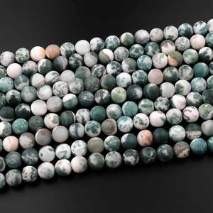 Cuentas redondas de ágata verde musgo natural mate, hilo de piedras preciosas para la fabricación de joyas, collar y pulsera DIY, venta al por mayor - Product Image 5