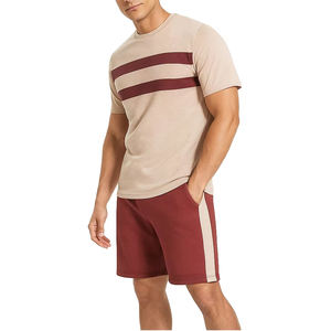 Ensembles courts tricotés 2 pièces pour hommes, 100 % polyester, séchage rapide, style streetwear, tenues de sport, t-shirt personnalisable – Vente en gros pour l'été - Product Image 2