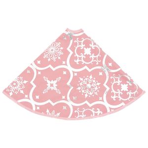 Lusso 4 ft tessuto rosa albero di natale gonna festiva decorazioni natalizie con disegno calzino - Product Image 5
