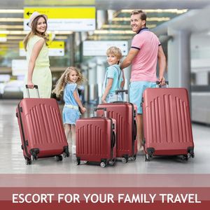 FCH Retro Red Curved Vertical Stripe 4-in-1 Trolley Case Versatile Retro Red Luggage Set - Product Image 2