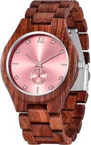 Reloj de Madera con Cuarzo y Acabado Dorado Antiguo, con Esfera de Cristal con Escala Mixta, para Bodas y Navidad - Product Image 4
