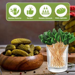 100 Pcs 4.7 Inch Bamboo <b>Toothpicks</b> Pickled Cucumber Cocktail Picks Appetizer Decorative Skewers - Product Image 2