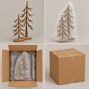 Gold Plated <b>Christmas</b> <b>Tree</b> Sculpture Set Modern Tabletop Decor Forest Theme Winter Decoration Multi-Piece Package - Product Image 3