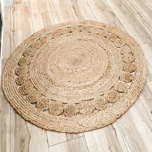 Tapis rond décoratif en Jute naturelle, nouvelle mode, cousu à la Machine, accessoire rond pour salon, maison et hôtel - Product Image 6