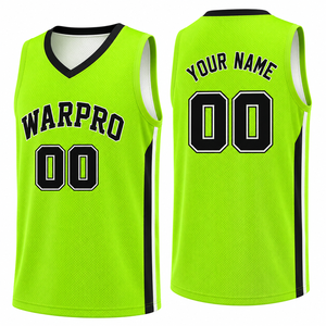 Camiseta de Baloncesto Personalizada WarpPro Verde con Cuello en V, Sin Mangas, de Malla, Unisex, para Adultos, Transpirable, con Nombre del Equipo Sublimado 00 - Product Image 2