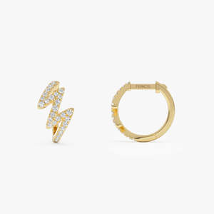 Aretes de Aro Modernos en Plata de Ley con Baño de Oro de 14K, Diseño de Onda Zigzag, con Moissanita Natural, Lujosos y a la Moda 2026 - Product Image 2