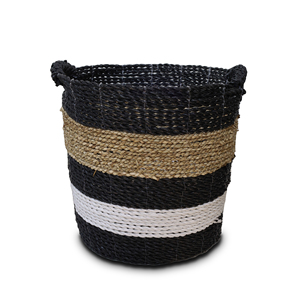 ตะกร้าเก็บของทรงกลมจากหญ้าทะเลแบบทันสมัย พร้อมหูหิ้ว ชุด 3 ชิ้น - ตะกร้าเก็บเสื้อผ้ารักษ์โลก - Product Image 3