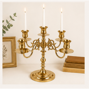 Candélabre de luxe doré à 5 bras, style vintage, en métal, pour centre de table de mariage, décoration d'hôtel, de restaurant et de fête - Product Image 6