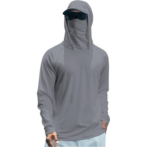 Prix d'usine – Nouveau pull de pêche gris à manches longues pour homme avec masque intégré, protection solaire UPF 50, anti-UV, séchage rapide – OEM ODM - Product Image 1