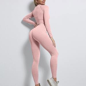 Ensemble de yoga sans couture personnalisé pour femmes, leggings de sport et soutien-gorge de sport, haute respirabilité, ensembles de sport pour femmes avec option de logo - Product Image 2