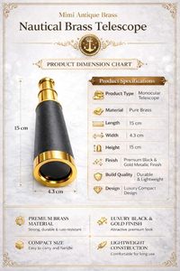 Télescope Nautique CH en Laiton Antique Plaqué Or avec Revêtement en Cuir Noir Forme Circulaire Finition Polie Porte-clés de Collection - Product Image 5