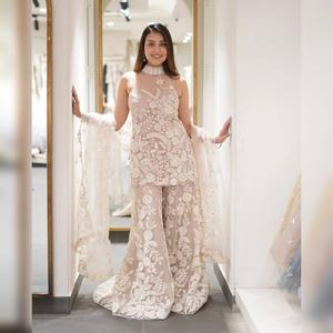 ชุดฮัลเตอร์คอ kurta และพลัสโซพร้อมงานปักลายผีเสื้อชุดสำหรับงานปาร์ตี้โอกาสที่ได้รับความนิยม salwar kameez - Product Image 1