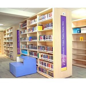 Étagère de bibliothèque scolaire en bois, construction en contreplaqué de qualité MR, finition stratifiée, largeur réglable 900-4500, profondeur 310-620 - Product Image 4