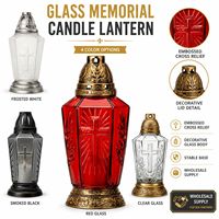 Lanterne funéraire en verre en gros avec croix en relief, lanterne décorative pour cimetière, Jour des Saints, Znicz Szklany Grave Candle