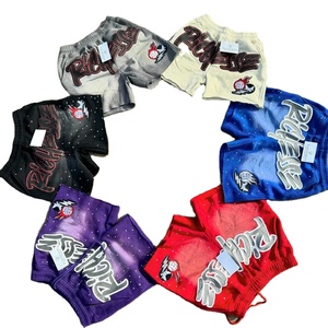 Short délavé à l'acide pour hommes avec design personnalisé vintage en coton lourd vieilli avec strass et motifs solides imprimés numériques - Product Image 4