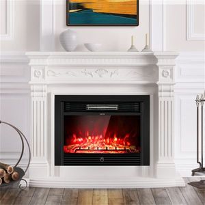 Cheminée électrique moderne de 28,5 pouces, 3 couleurs de flamme, 5 modes de luminosité, 750W/1500W, chauffage en verre, télécommande, installation facile (noir) - Product Image 2