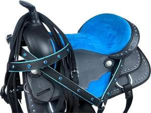 Selle de course de chevaux occidentale synthétique légère avec arbre en plastique de conception confortable pour un siège de vélo d'équitation confortable - Product Image 4