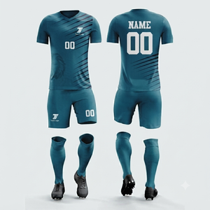 Conjunto de Uniforme de Fútbol Estampado de Última Moda para Adultos, Manga Corta, Secado Rápido, Uniforme de Fútbol de Alta Calidad con Nombre de Equipo Personalizado - Product Image 1