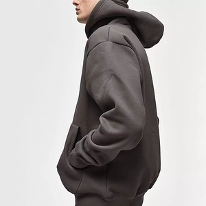 High Quality Cotton French Terry Oversize Hoodie for Men <b>Thick</b> <b>Fleece</b> Drop Shoulder Solid Pattern Custom Pullover Hooded Collar - Product Image 5