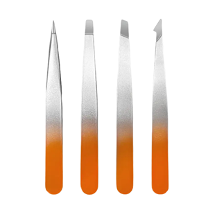 Juego de Pinzas para Cejas de Acero Inoxidable con Puntas Inclinadas y Puntiagudas, Diseño Moderno y Duradero, Mango con Degradado Naranja - Product Image 1