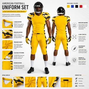 Club Teamwear American Football Uniform Team Set Mesh Polyester Custom Collar Design Camo Side Panel <b>Heat</b> Sublimation - Product Image 6