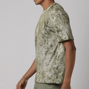 T-shirt graphique streetwear 100 % coton personnalisé, délavé à l'acide, effet soleil, coupe ample et courte pour homme - Product Image 4