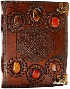 Six Stone Vintage Leather Handmade Diary Planner Journal Personalized <b>A5</b> Gift <b>Notebook</b> - Product Image 4