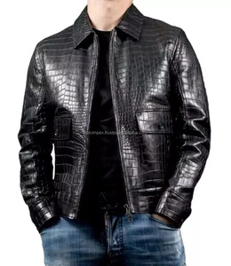 Chaqueta de Lujo de Piel de Cocodrilo Negra para Hombre | Abrigo Genuino Hecho a Mano | Abrigo de Moda de Invierno Personalizado - Product Image 5