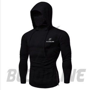 Sudadera con Capucha para Hombre BLOODLINE, Corte Ajustado, Secado Rápido, Color Sólido, Manga Larga, Estilo Casual para Otoño con Diseño de Máscara - Product Image 1