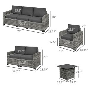 Gray Patio Furniture Set with Sofa <b>Cushions</b> & <b>Storage</b> Table - Product Image 3