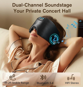Maschera per Dormire Lussuosa in <span class=keywords><strong>Seta</strong></span> Morbida con Cuffie Bluetooth 5.4 per Chi Dorme di Lato, Maschera Oculare Oscurante per il Sonno - Product Image 2
