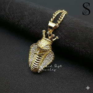 Collar con colgante de serpiente y medallón de corona de oro, accesorios de joyería personalizados para hombre, colgante de lujo - Product Image 2