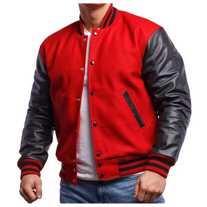 2025 OEM Manufacturer <b>Men's</b> Leather Sleeves <b>Varsity</b> <b>Jacket</b> High Street Casual <b>Bomber</b> with Embroidery Printing Lettermen - Product Image 4